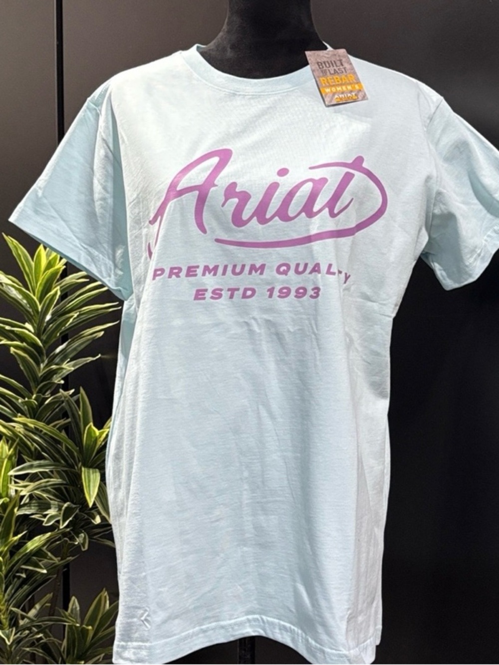 Ariat Light Blue Tee with Lavender Logo